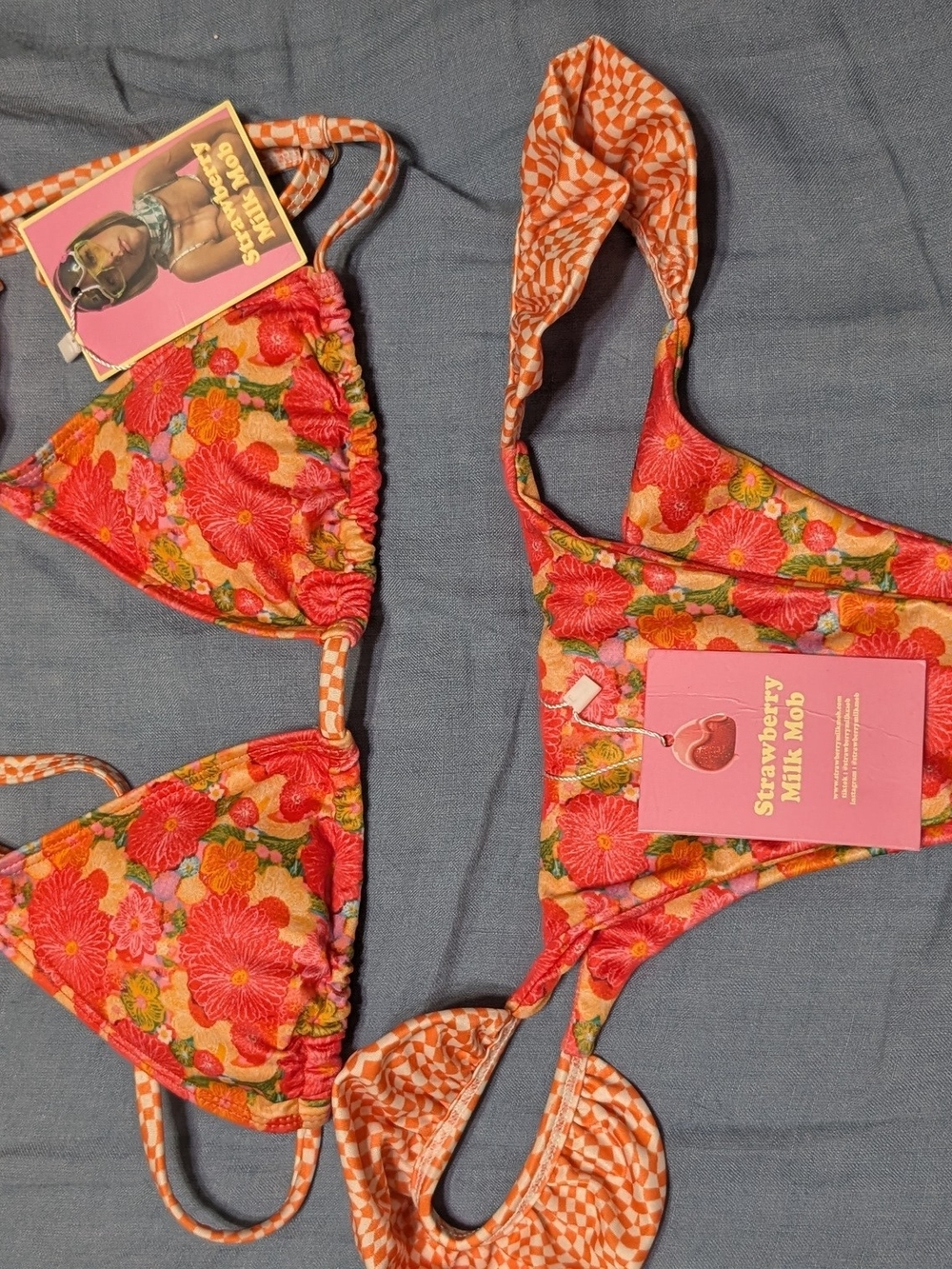 Citrus Kiss Bikini Top and Bottom Size Small NWT Bright, Floral, Ruffle Swim